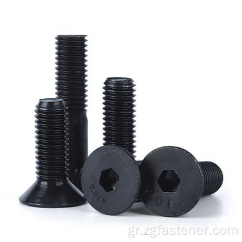 Βαθμός 10.9 Hexagon Socket Countersunk Head Boit Βιδώστε τον άνθρακα χάλυβα έθιμο με μαύρη επεξεργασία επιφάνειας